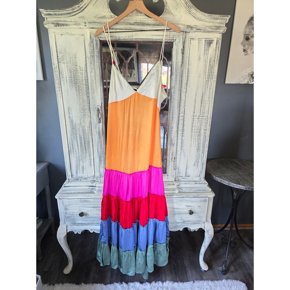Anthropologie Rainbow V-Neck Maxi Dress - New Small - Picture 5 of 5